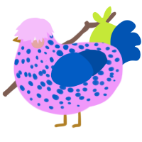 A lavender and ultramarine chicken with a speckle pattern