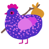 A indigo and orchid chicken with a speckle pattern