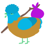 A gold and cerulean chicken with a head pattern
