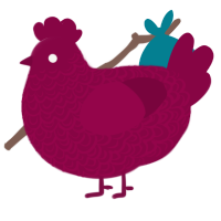 A maroon chicken with a double-lace pattern