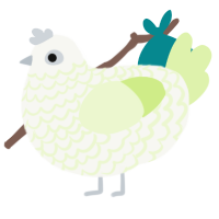 A white and apple chicken with a lace pattern