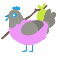 A lavender and ash chicken with a head pattern