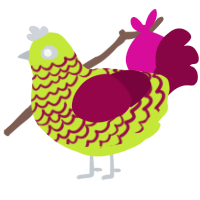 A lime and maroon chicken with a lace pattern