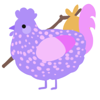 A lilac and lavender chicken with a speckle pattern
