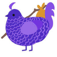 A indigo and blurple chicken with a lace pattern
