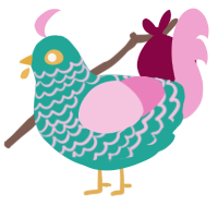Dragonfruit Matcha, a turquoise and pink chicken with a lace pattern