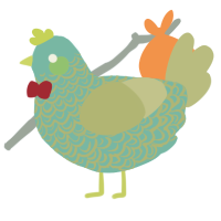 A red and overcast chicken with a double-lace pattern