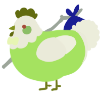 A violet and sable chicken with a head pattern