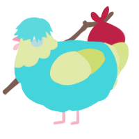A aqua and lemon chicken with a head pattern