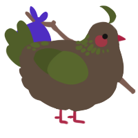 A bark and olive chicken with a neck-speckle pattern