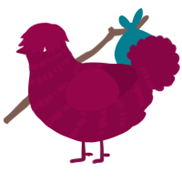 A maroon chicken with a bar pattern