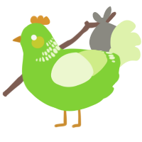 A grass and apple chicken with a neck-band pattern