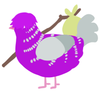 A amethyst and silver chicken with a half-bar pattern