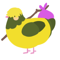 A yellow and olive chicken with a head pattern