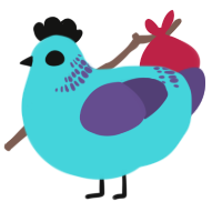 A aqua and overcast chicken with a neck-band pattern