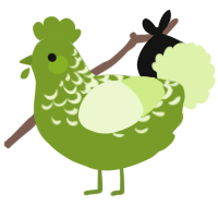 A chartreuse and apple chicken with a half-lace pattern