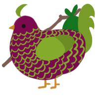 A wine and chartreuse chicken with a lace pattern