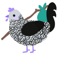 A mist and black chicken with a double-lace pattern