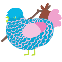 A cerulean and pink chicken with a lace pattern
