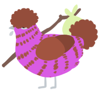 A orchid and russet chicken with a bar pattern
