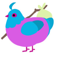 neon, a orchid and cerulean chicken with a head pattern