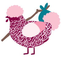 A maroon and rose chicken with a double-lace pattern