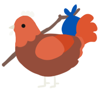 A russet and vermilion chicken with a head pattern