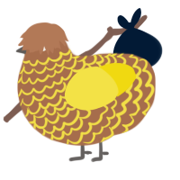 A brown and yellow chicken with a lace pattern