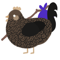 A bark and sable chicken with a double-lace pattern