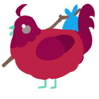 A crimson and maroon chicken with a head pattern