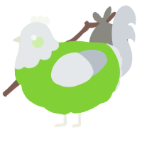 A grass and mist chicken with a head pattern