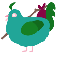 A turquoise and leaf chicken