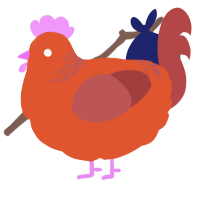 A vermilion and red chicken with a neck-band pattern