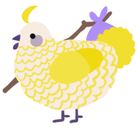 A cream and yellow chicken with a lace pattern