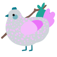 A mist and lavender chicken with a speckle pattern