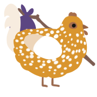 A orange and cream chicken with a speckle pattern