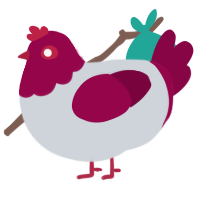 A mist and maroon chicken with a head pattern