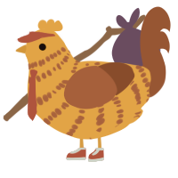 A orange and russet chicken with a bar pattern