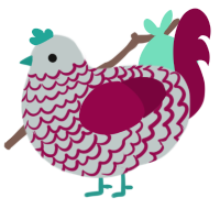 A silver and maroon chicken with a lace pattern