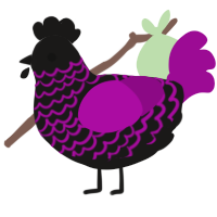 A sable and plum chicken with a lace pattern