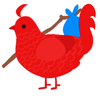 A red chicken with a lace pattern