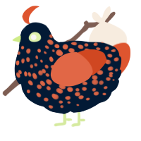 A tumblr and vermilion chicken with a speckle pattern