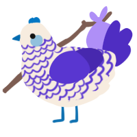 A cream and indigo chicken with a lace pattern