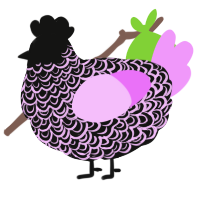 A black and lavender chicken with a double-lace pattern