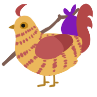 A honey and red chicken with a bar pattern
