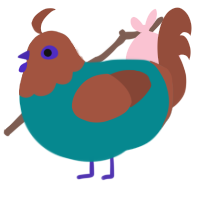 A teal and russet chicken with a head pattern