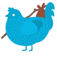 A cerulean chicken with a lace pattern