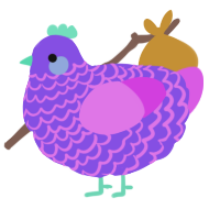 A blurple and orchid chicken with a lace pattern
