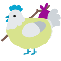 A lemon and mist chicken with a head pattern