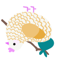 A white and honey chicken with a lace pattern